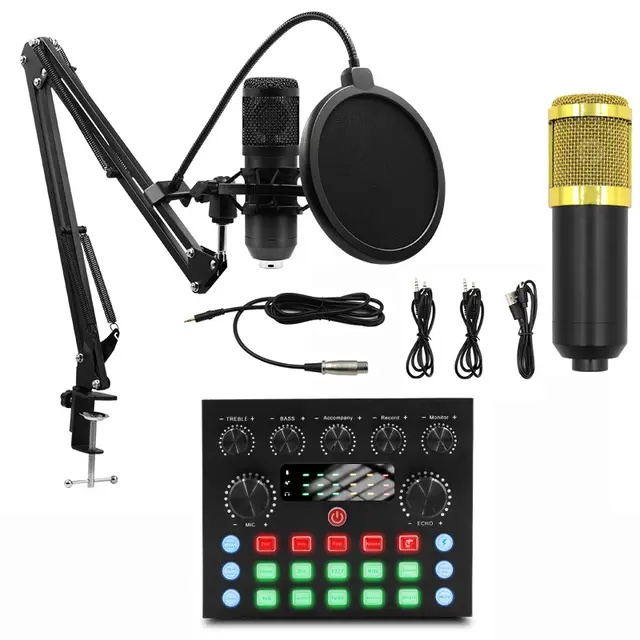 Professional V8S Live Sound Card & BM800 Microphone